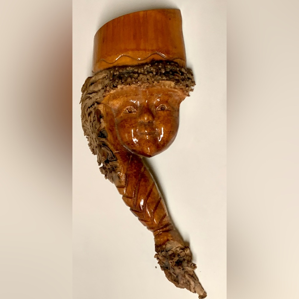 Vintage Early 1900s Hand Carved Native American Bamboo Root Face Mask Wall Art